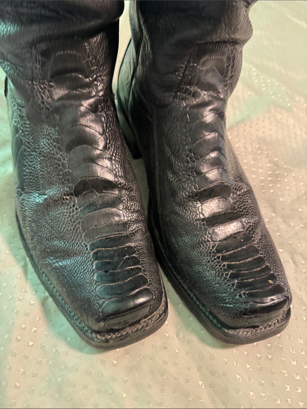Los Altos Genuine Ostrich Western Boots Size 12EE. Black - Picture 3 of 13